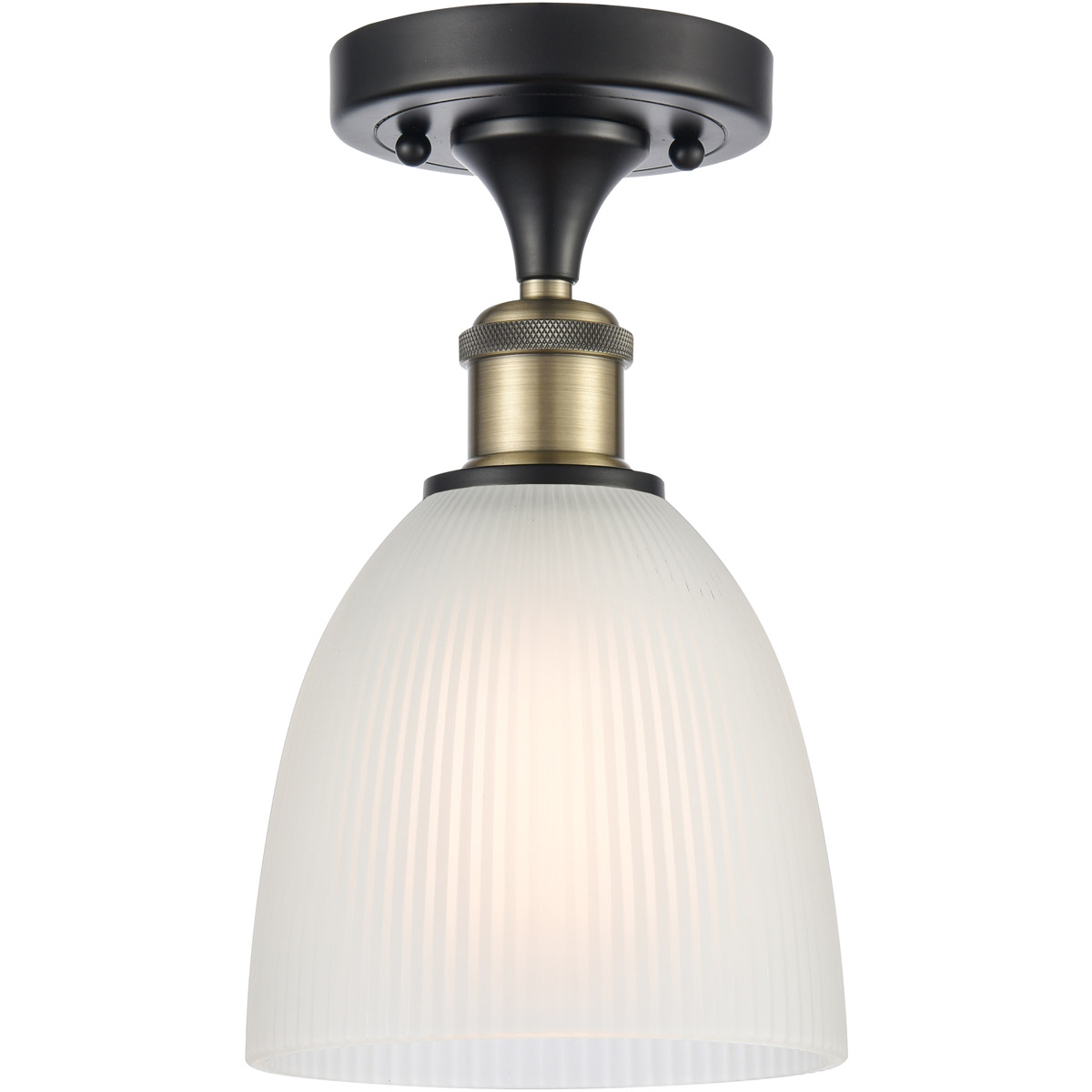 Innovations Lighting 516-1C-BAB-G381 Ballston Castile 1 Light 6 inch Black Antique Brass Semi-Flush Mount Ceiling Light in White Glass, Ballston