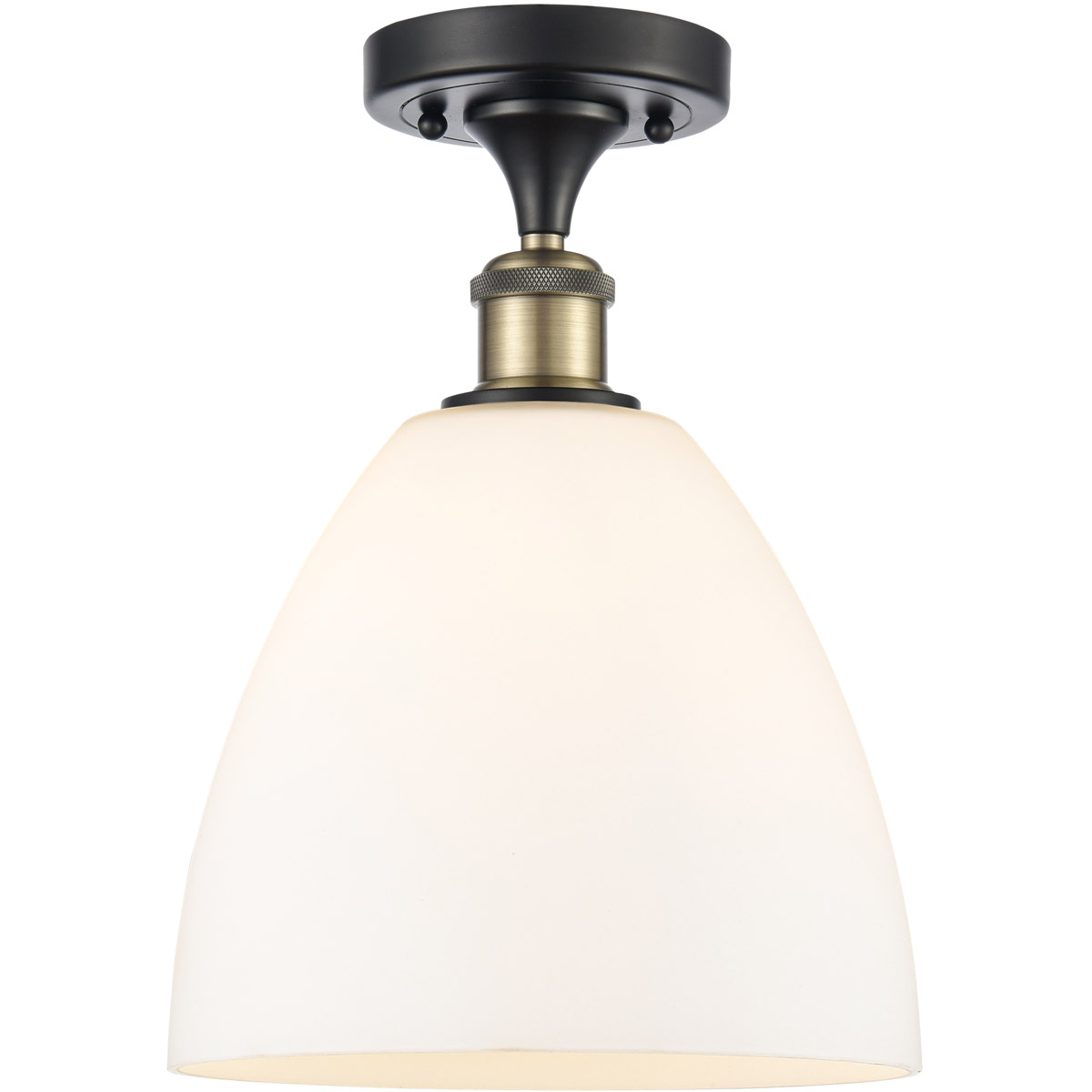 Innovations Lighting 516-1C-BAB-GBD-91 Ballston Dome 1 Light 9 inch Black Antique Brass Semi-Flush Mount Ceiling Light in Matte White Glass