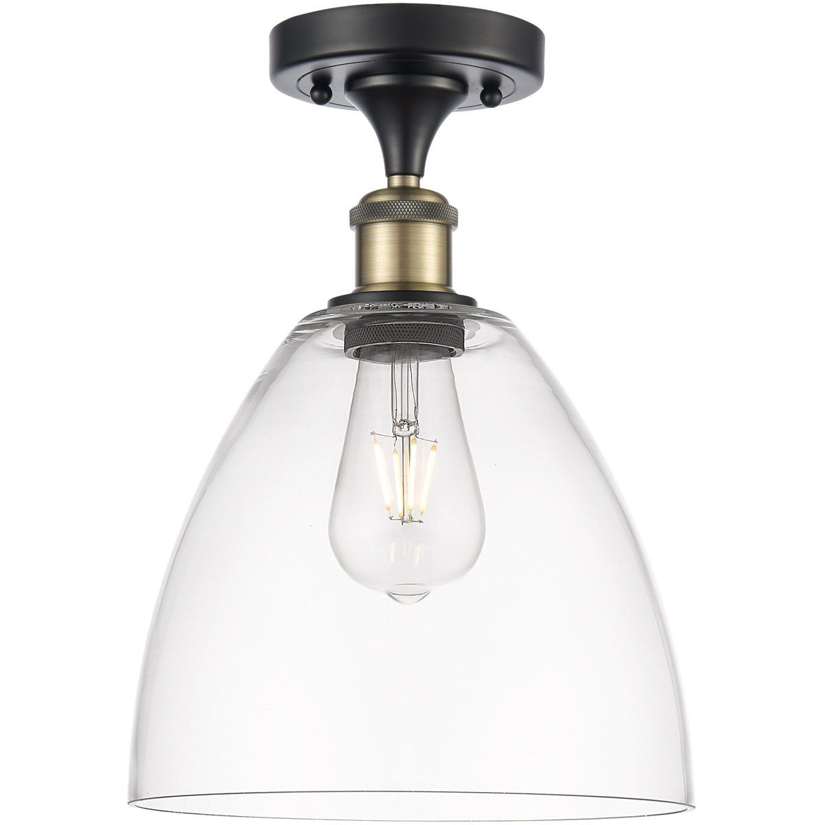 Innovations Lighting 516-1C-BAB-GBD-92 Ballston Dome 1 Light 9 inch Black Antique Brass Semi-Flush Mount Ceiling Light in Clear Glass