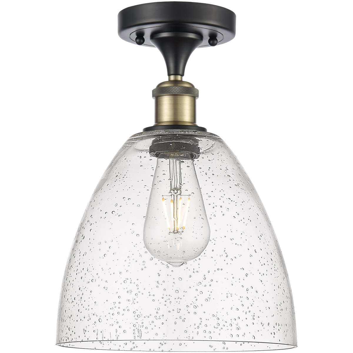 Innovations Lighting 516-1C-BAB-GBD-94 Ballston Dome 1 Light 9 inch Black Antique Brass Semi-Flush Mount Ceiling Light in Seedy Glass