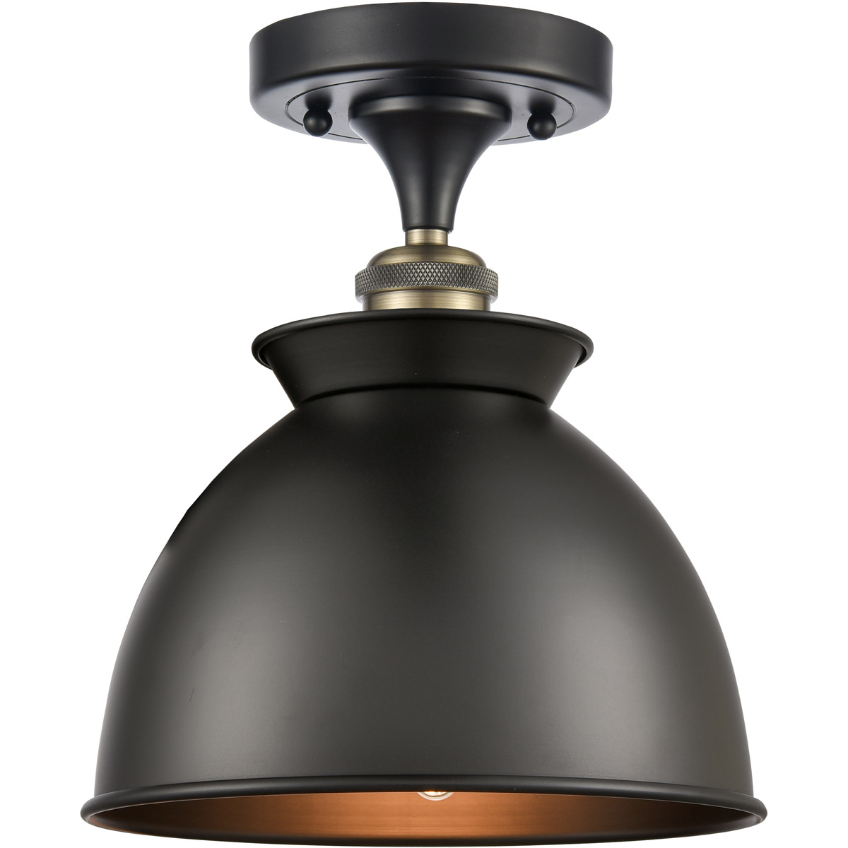 Innovations Lighting 516-1C-SN-M14-BK Ballston Adirondack 1 Light 9 inch Brushed Satin Nickel Semi-Flush Mount Ceiling Light in Incandescent, Matte Bl