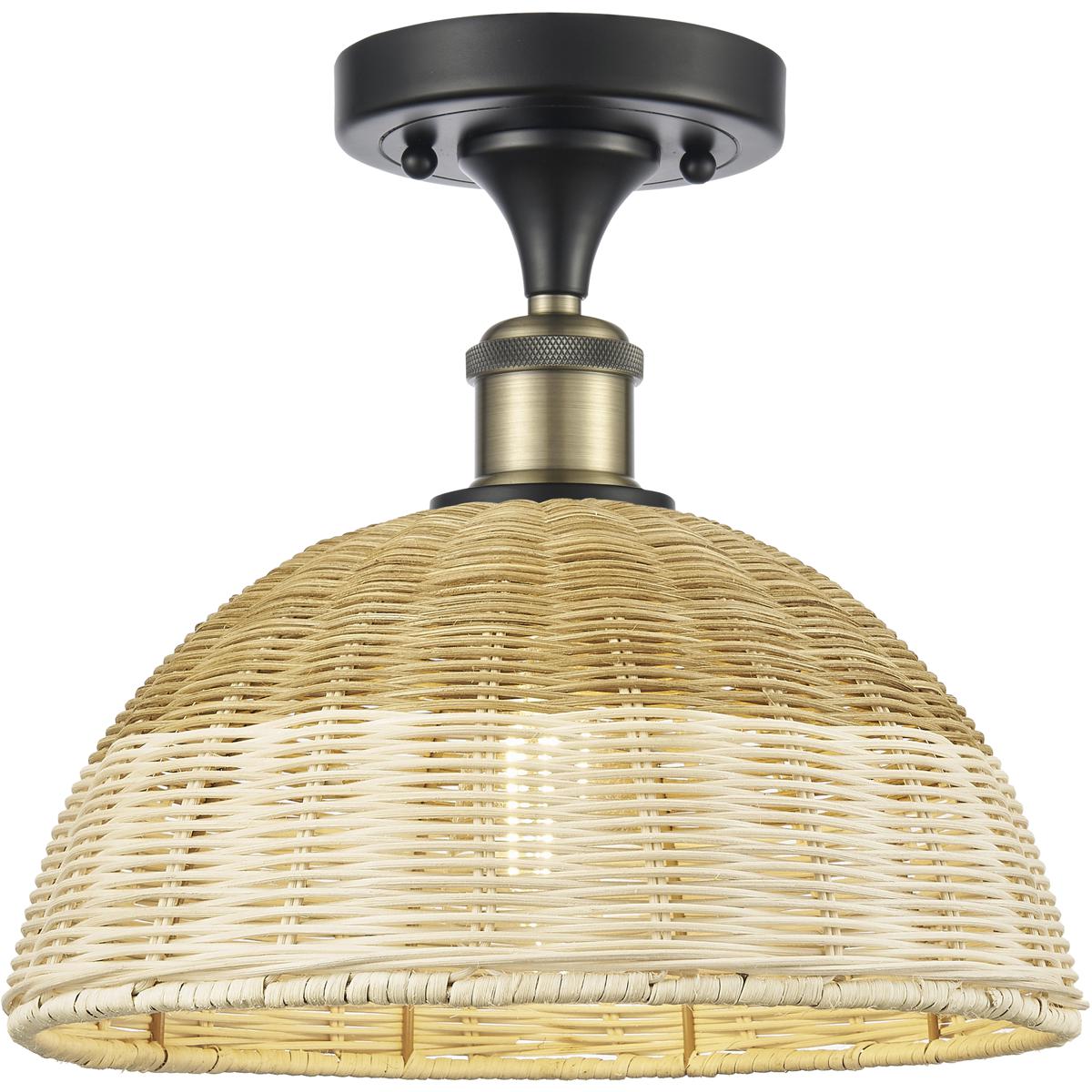 Innovations Lighting 516-1C-BAB-NBD2-12-NAT Ballston Bristol Natural II 1 Light 11.75 inch Black Antique Brass Semi-Flush Mount Ceiling Light
