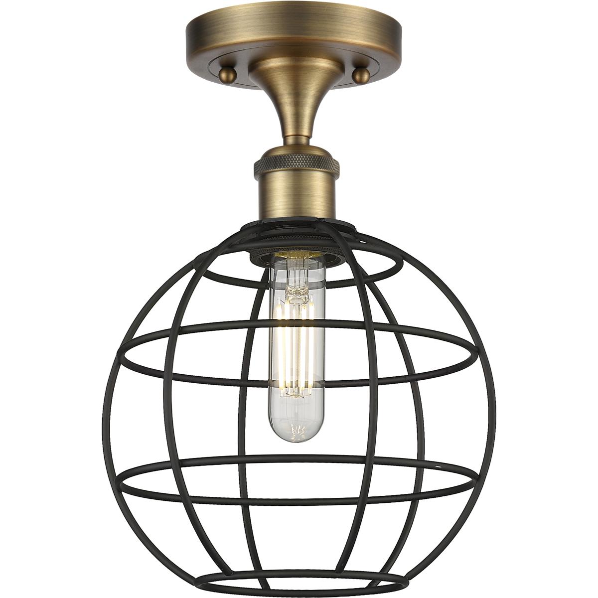 Innovations Lighting 516-1C-BB-CE-8-BK Lake Placid 1 Light 8 inch Brushed Brass Semi-Flush Mount Ceiling Light
