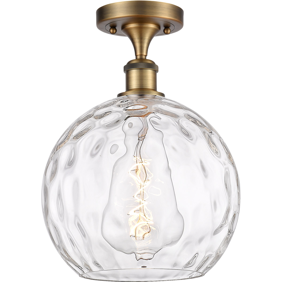 Innovations Lighting 516-1C-BB-G1215-10-LED Ballston Athens Water Glass LED 10 inch Brushed Brass Semi-Flush Mount Ceiling Light