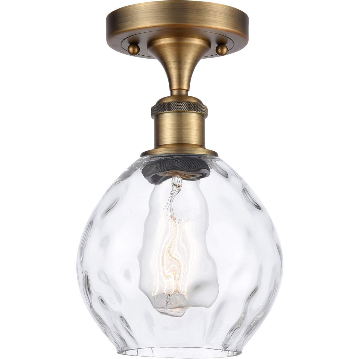 Innovations Lighting 516-1C-BB-G362-LED Ballston Small Waverly LED 6 inch Brushed Brass Semi-Flush Mount Ceiling Light, Ballston