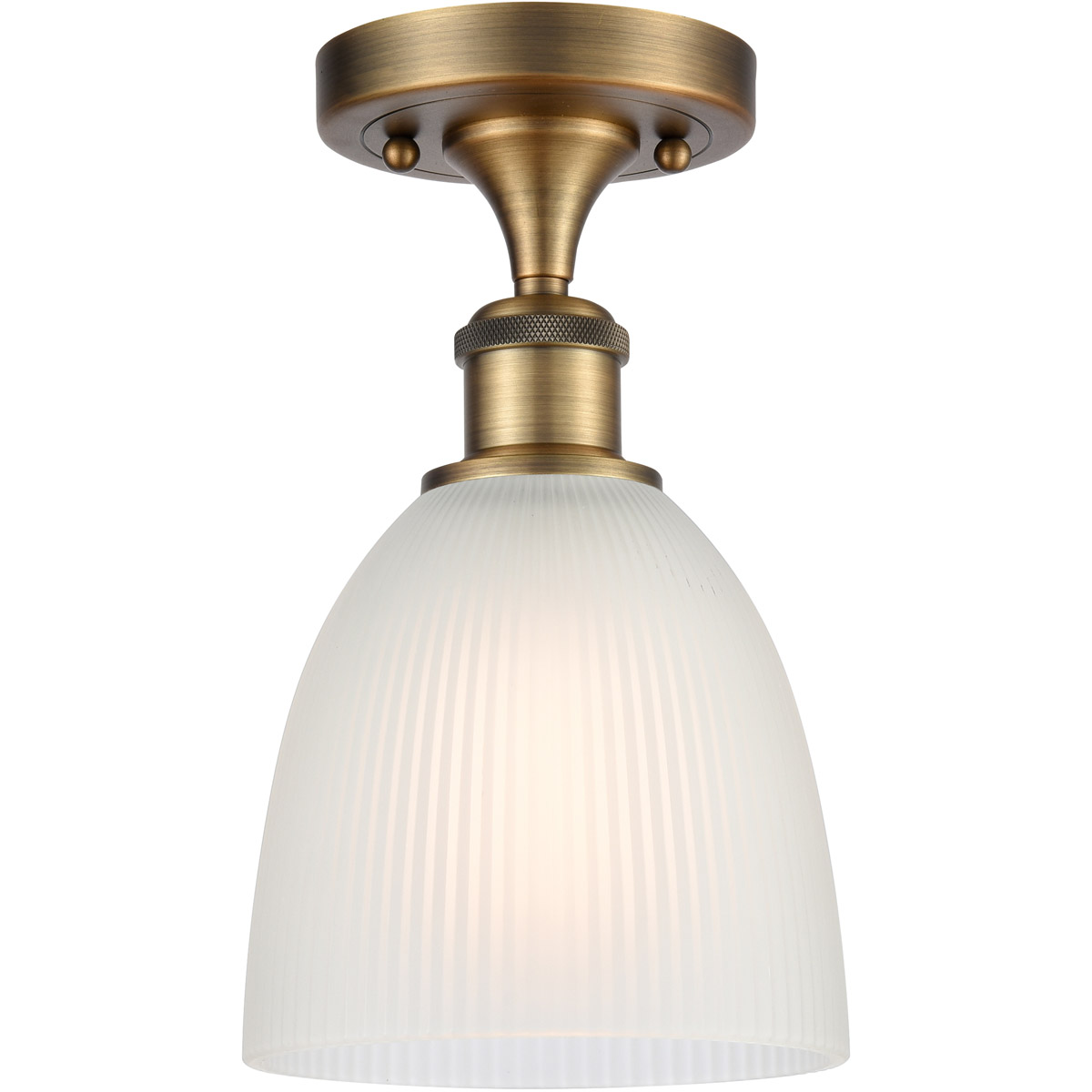 Innovations Lighting 516-1C-BB-G381-LED Ballston Castile LED 6 inch Brushed Brass Semi-Flush Mount Ceiling Light in White Glass, Ballston