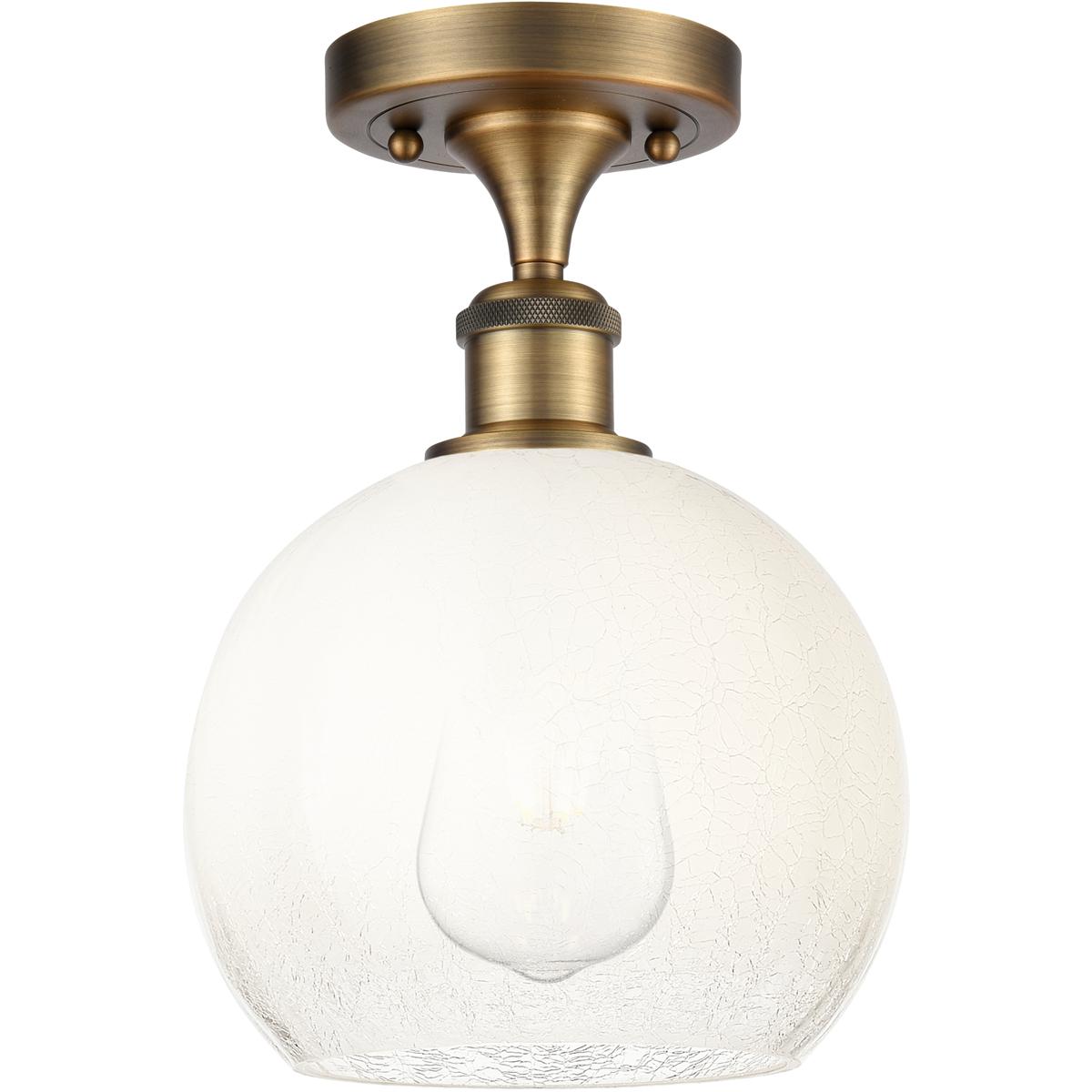 Innovations Lighting 516-1C-BB-G483-8OP Ballston Brookhaven Globe 1 Light 7.88 inch Brushed Brass Semi-Flush Mount Ceiling Light in Opal Glass