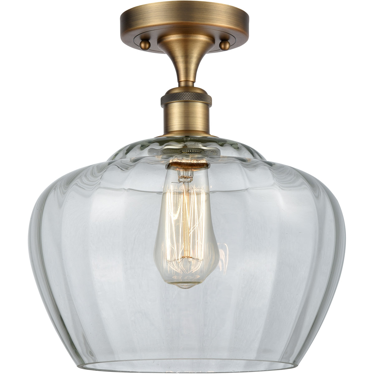 Innovations Lighting 516-1C-BB-G92-L Ballston Large Fenton 1 Light 11 inch Brushed Brass Semi-Flush Mount Ceiling Light in Clear Glass, Ballston