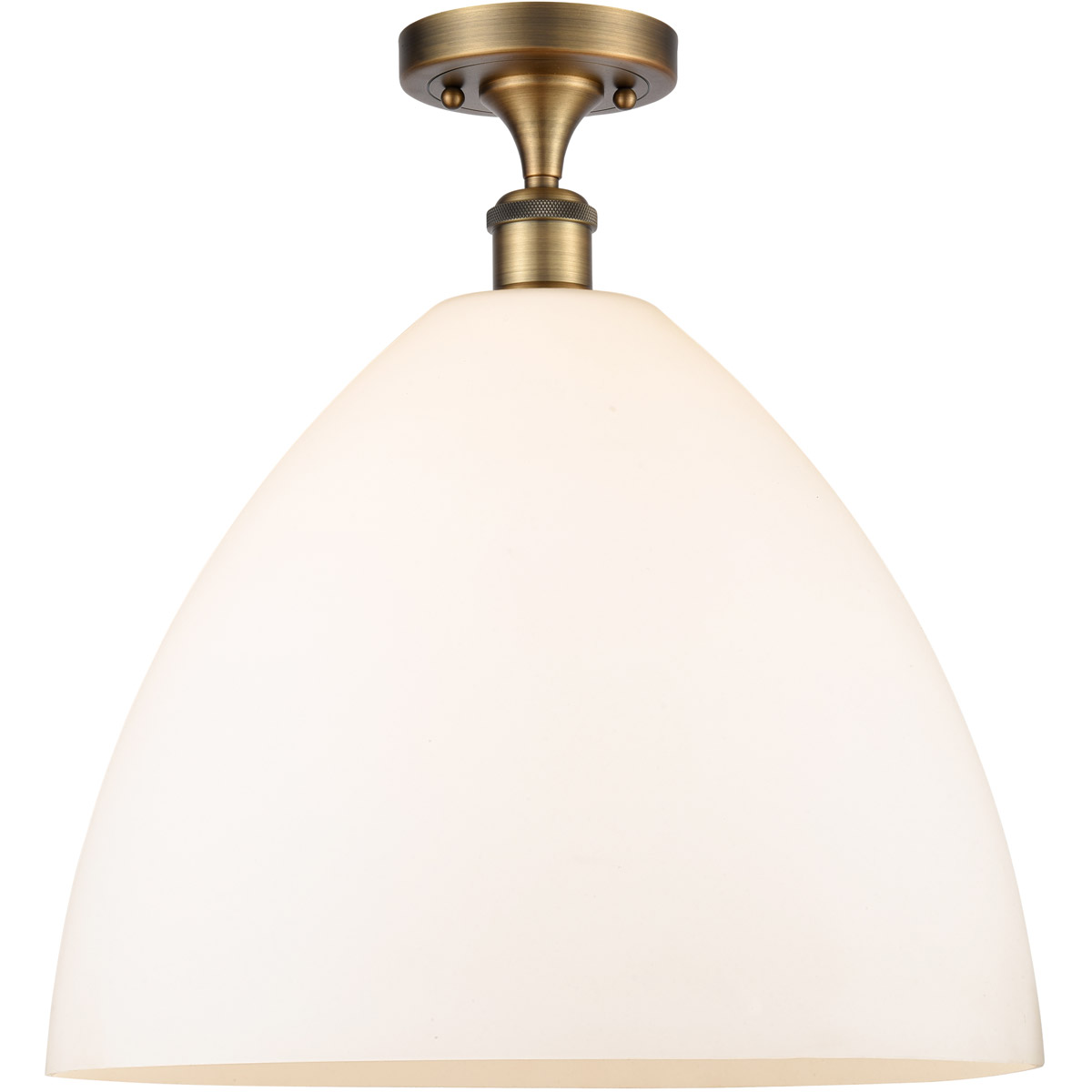 Innovations Lighting 516-1C-BB-GBD-161-LED Ballston Dome LED 16 inch Brushed Brass Semi-Flush Mount Ceiling Light in Matte White Glass