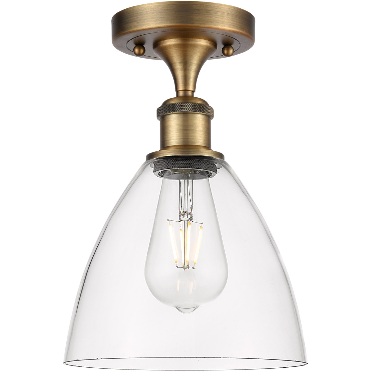 Innovations Lighting 516-1C-BB-GBD-752 Ballston Dome 1 Light 8 inch Brushed Brass Semi-Flush Mount Ceiling Light in Clear Glass