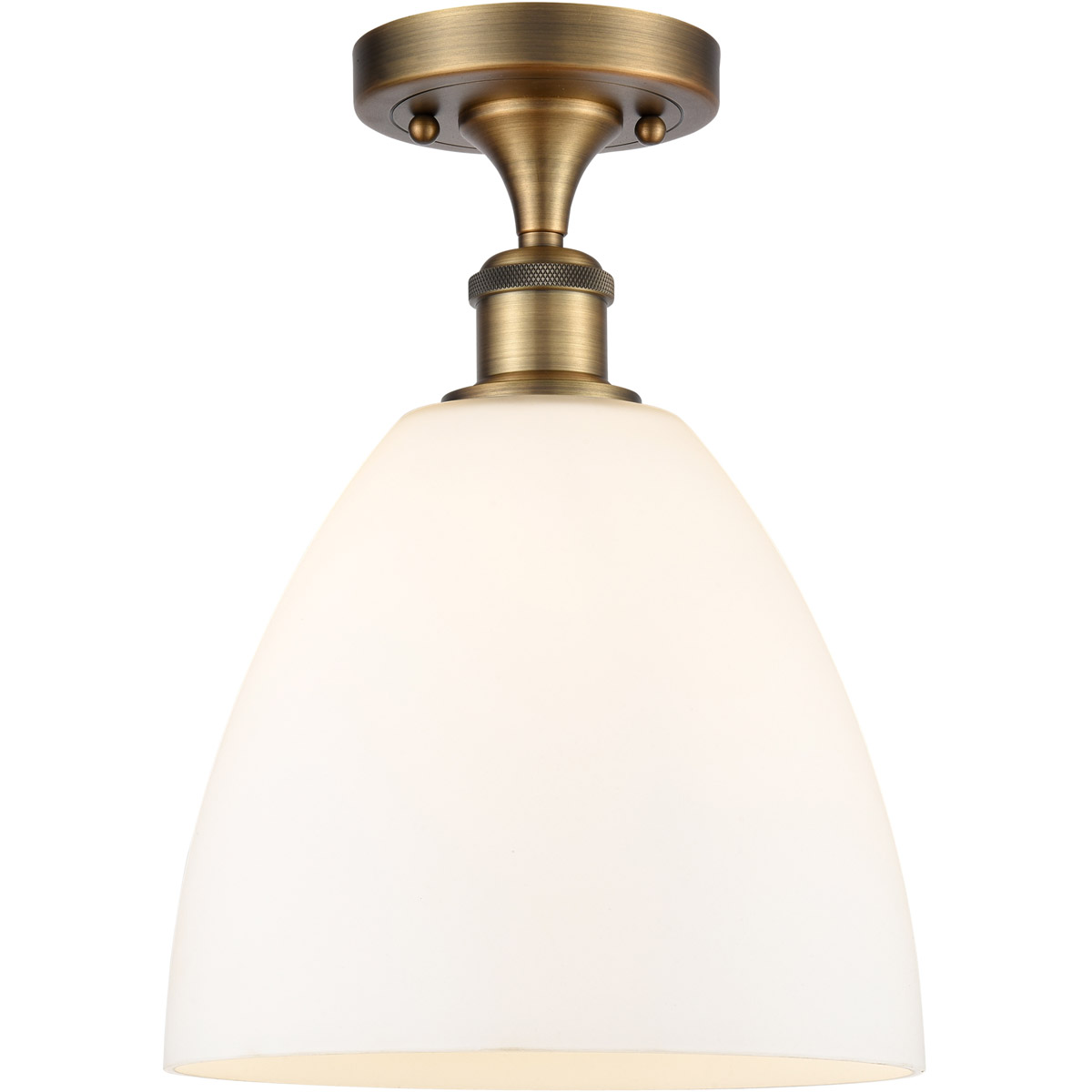 Innovations Lighting 516-1C-BB-GBD-91 Ballston Dome 1 Light 9 inch Brushed Brass Semi-Flush Mount Ceiling Light in Matte White Glass