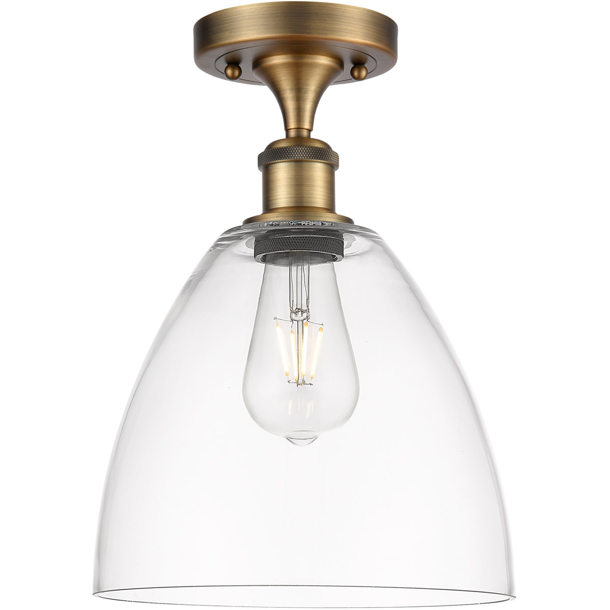 Innovations Lighting 516-1C-BB-GBD-92 Ballston Dome 1 Light 9 inch Brushed Brass Semi-Flush Mount Ceiling Light in Clear Glass