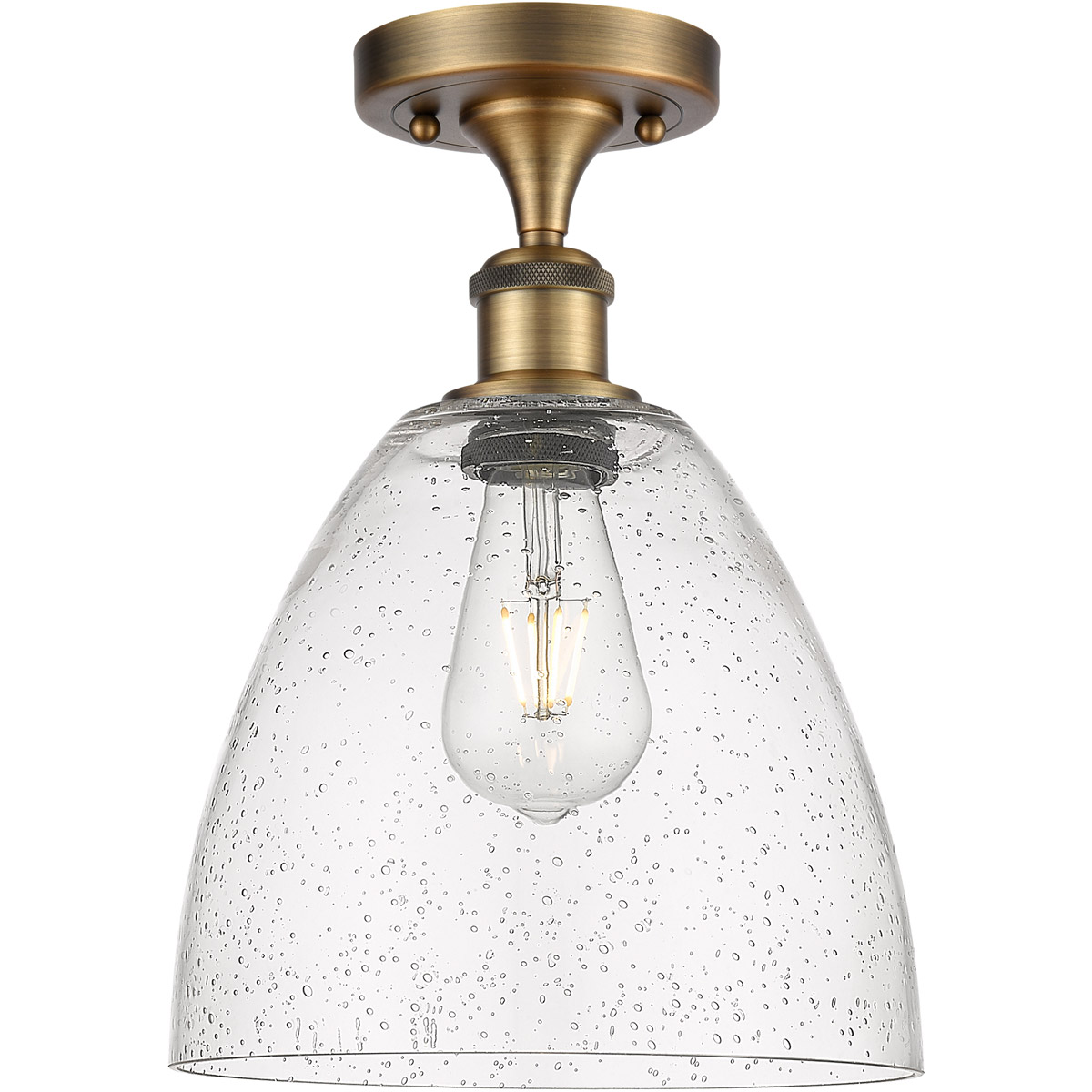 Innovations Lighting 516-1C-BB-GBD-94 Ballston Dome 1 Light 9 inch Brushed Brass Semi-Flush Mount Ceiling Light in Seedy Glass