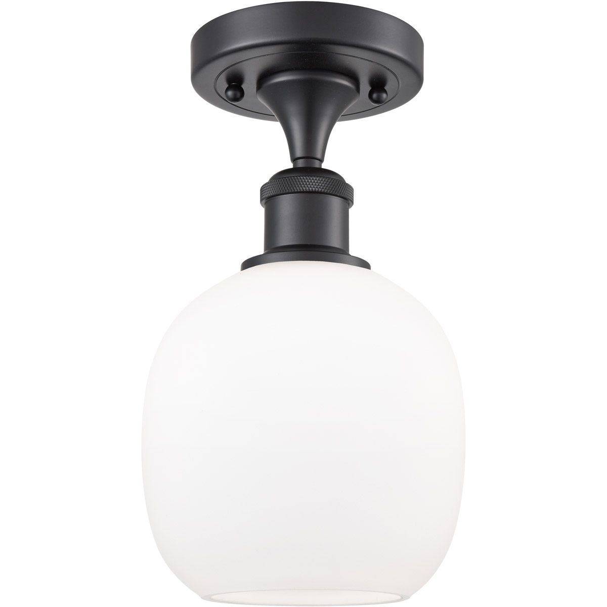 Innovations Lighting 516-1C-BK-G101 Ballston Belfast 1 Light 6 inch Matte Black Semi-Flush Mount Ceiling Light in Matte White Glass, Ballston