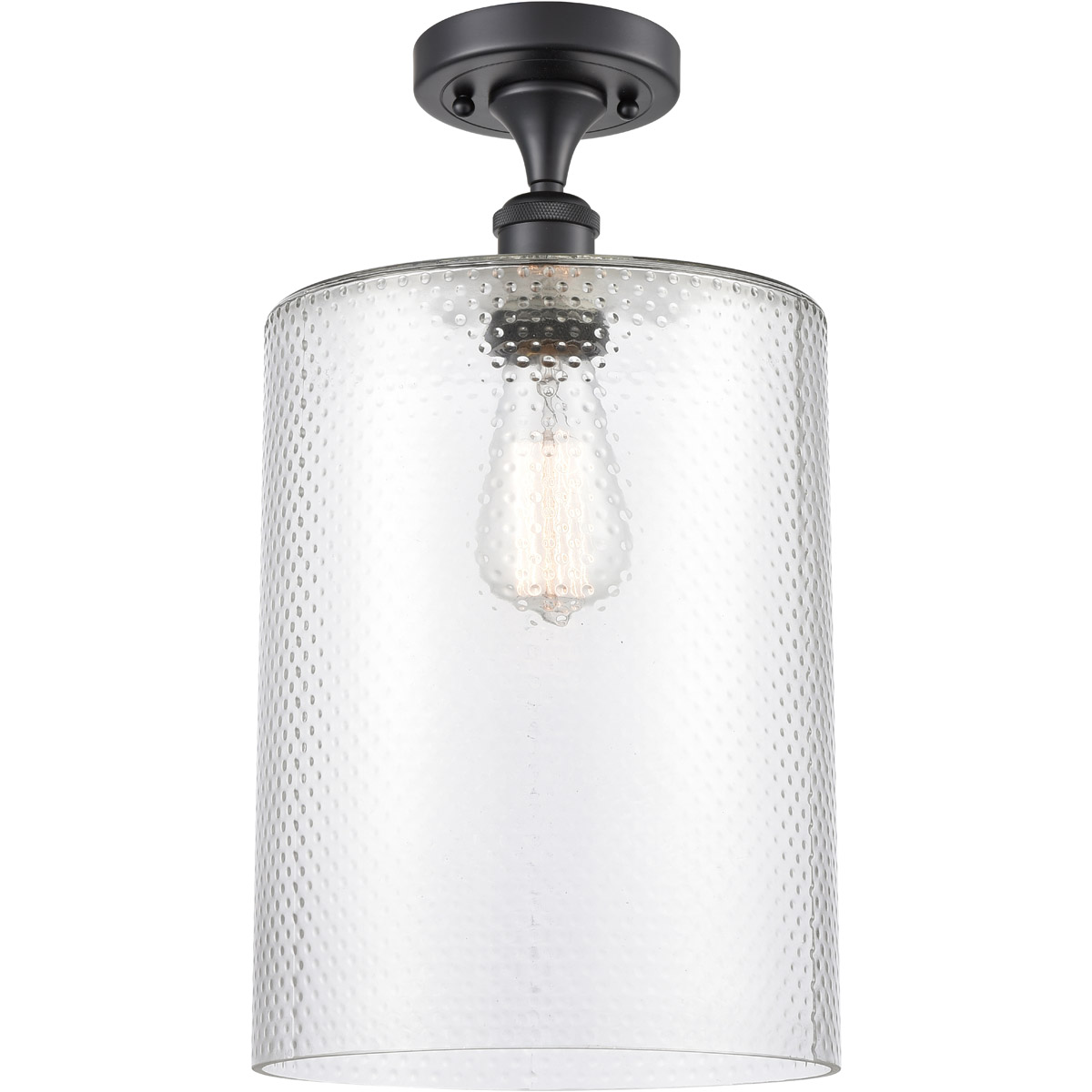 Innovations Lighting 516-1C-BK-G112-L-LED Ballston Large Cobbleskill LED 9 inch Matte Black Semi-Flush Mount Ceiling Light in Clear Glass, Ballston