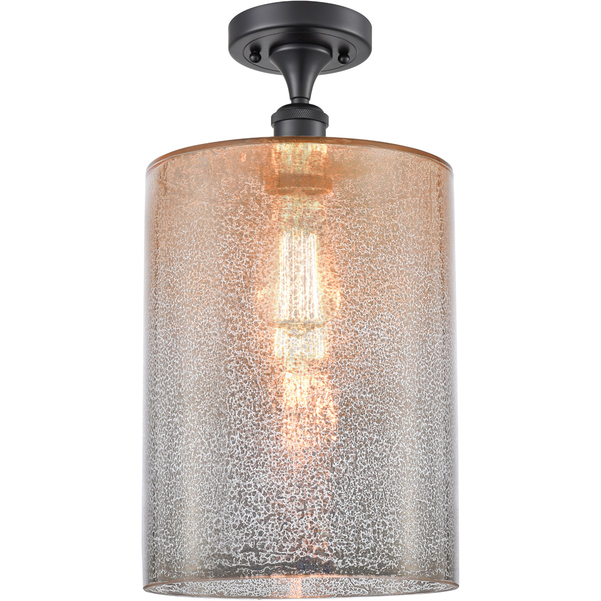 Innovations Lighting 516-1C-BK-G116-L Ballston Large Cobbleskill 1 Light 9 inch Matte Black Semi-Flush Mount Ceiling Light in Mercury Glass, Ballston