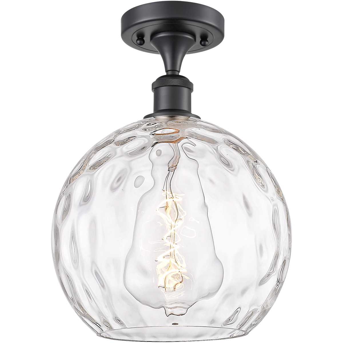 Innovations Lighting 516-1C-BK-G1215-10-LED Ballston Athens Water Glass LED 10 inch Matte Black Semi-Flush Mount Ceiling Light