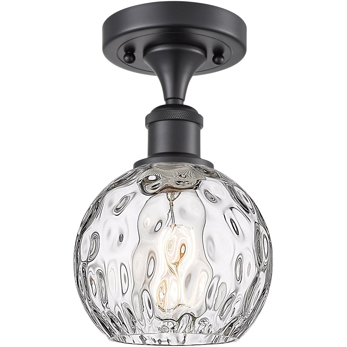 Innovations Lighting 516-1C-BK-G1215-6 Ballston Athens Water Glass 1 Light 6 inch Matte Black Semi-Flush Mount Ceiling Light