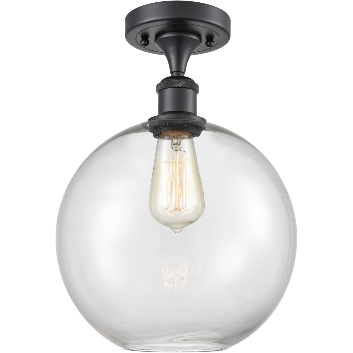 Innovations Lighting 516-1C-BK-G122-10-LED Ballston Large Athens LED 10 inch Matte Black Semi-Flush Mount Ceiling Light in Clear Glass, Ballston