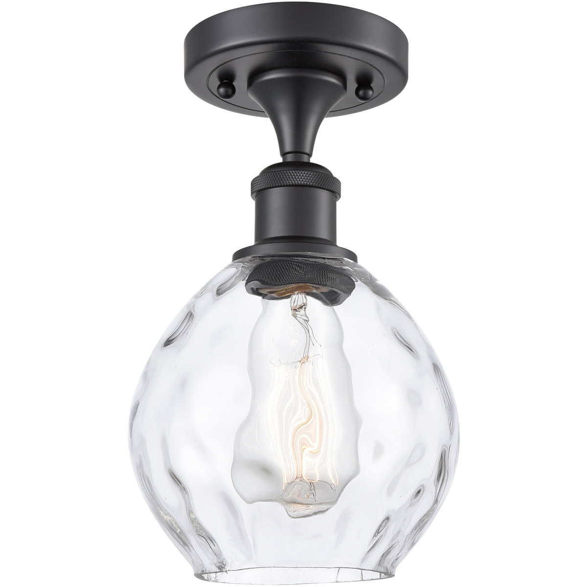 Innovations Lighting 516-1C-BK-G362-LED Ballston Small Waverly LED 6 inch Matte Black Semi-Flush Mount Ceiling Light, Ballston
