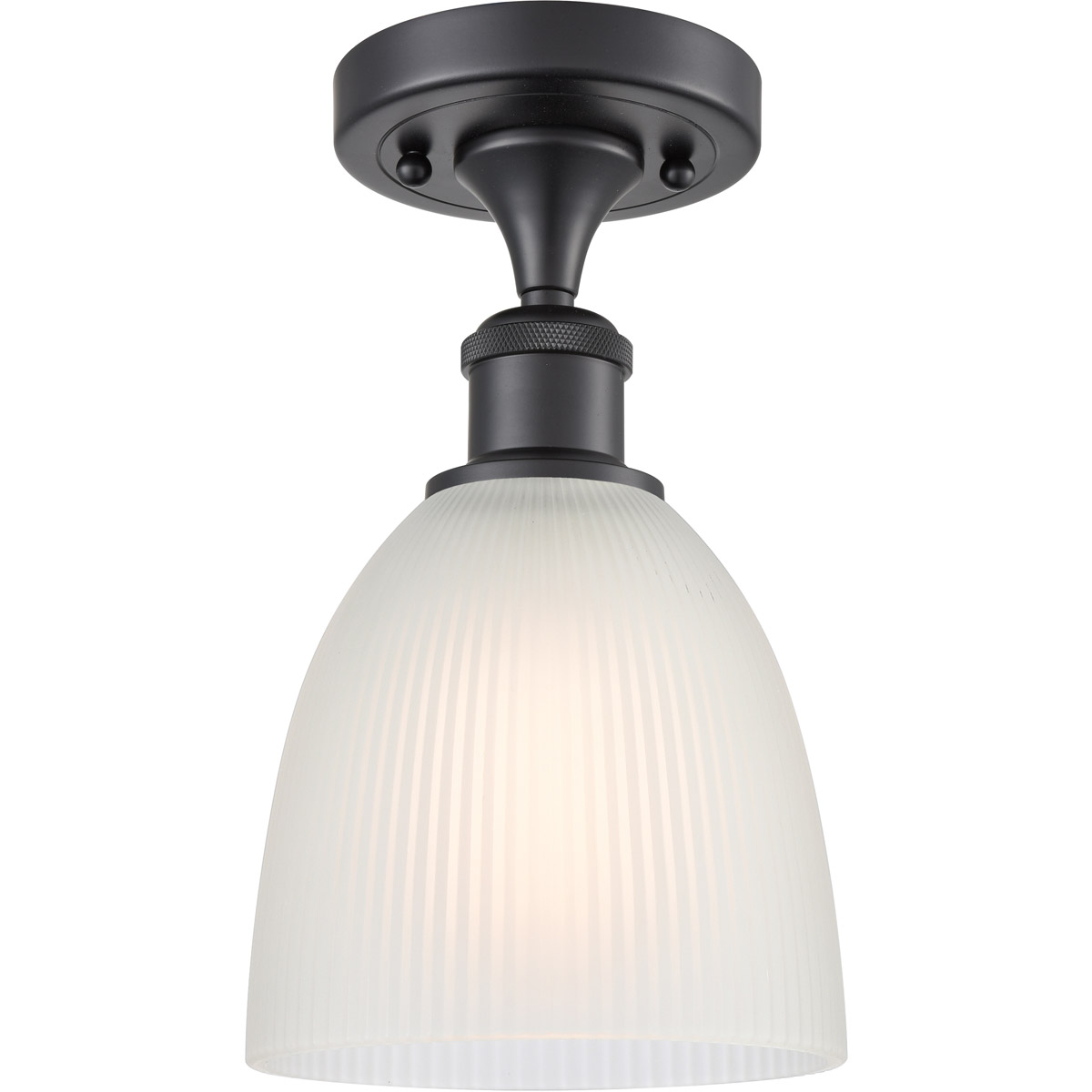 Innovations Lighting 516-1C-BK-G381-LED Ballston Castile LED 6 inch Matte Black Semi-Flush Mount Ceiling Light in White Glass, Ballston