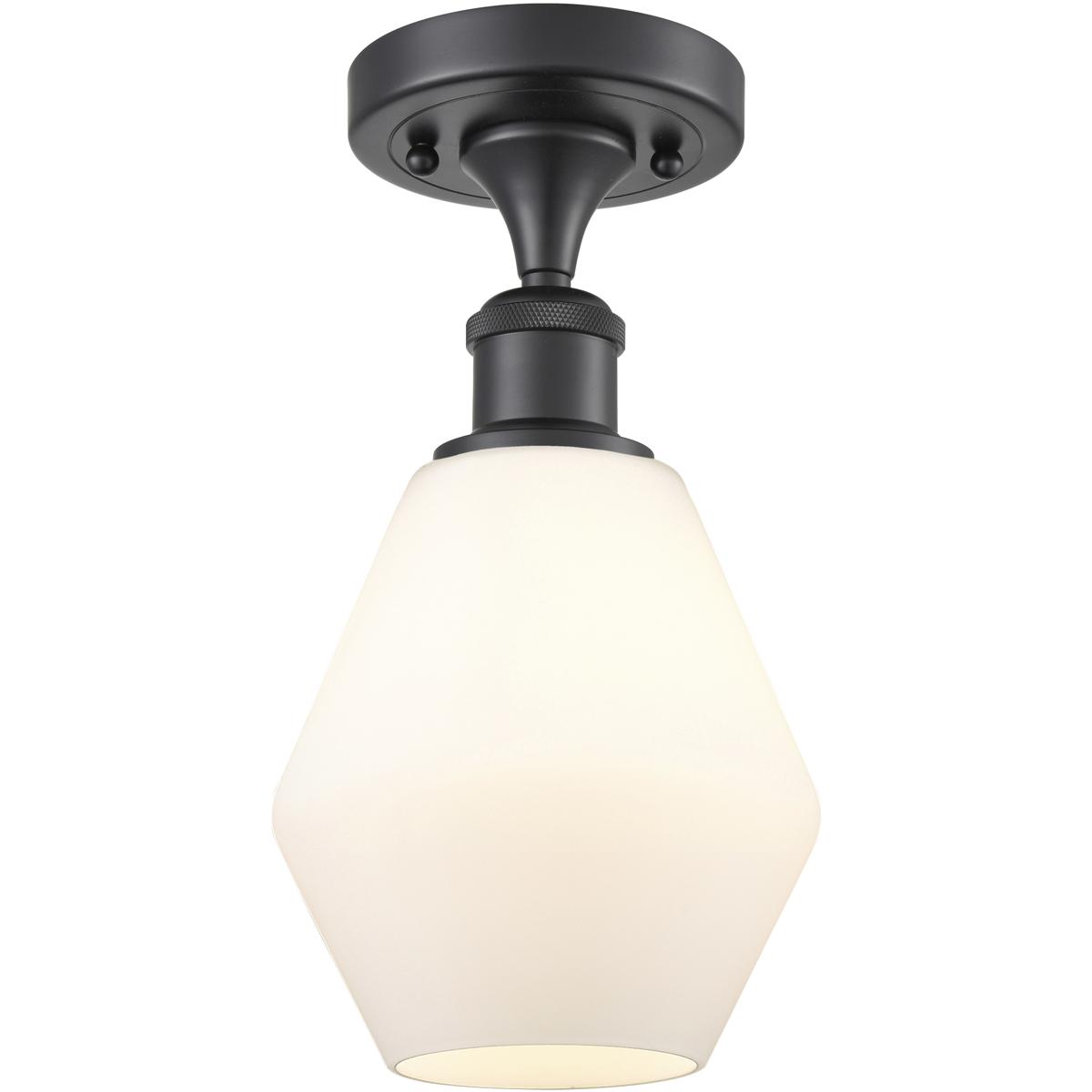 Innovations Lighting 516-1C-BK-G651-6 Ballston Cindyrella 1 Light 6 inch Matte Black Semi-Flush Mount Ceiling Light in Incandescent, Matte White Glass