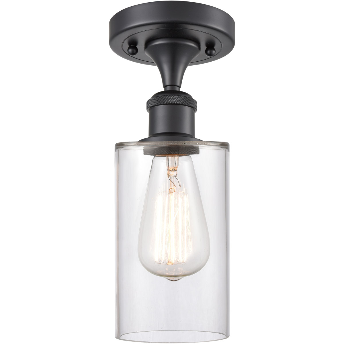 Innovations Lighting 516-1C-BK-G802 Ballston Clymer 1 Light 4 inch Matte Black Semi-Flush Mount Ceiling Light in Clear Glass, Ballston