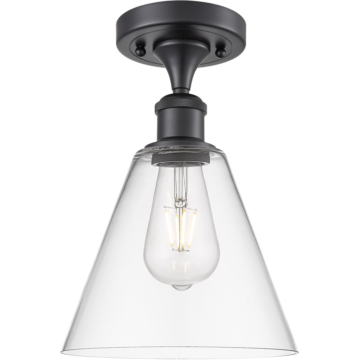 Innovations Lighting Bruno Marashlian Ballston Cone 8 Inch 1 Light Semi Flush Mount Ballston Cone - 516-1C-BK-GBC-82 - Nautical