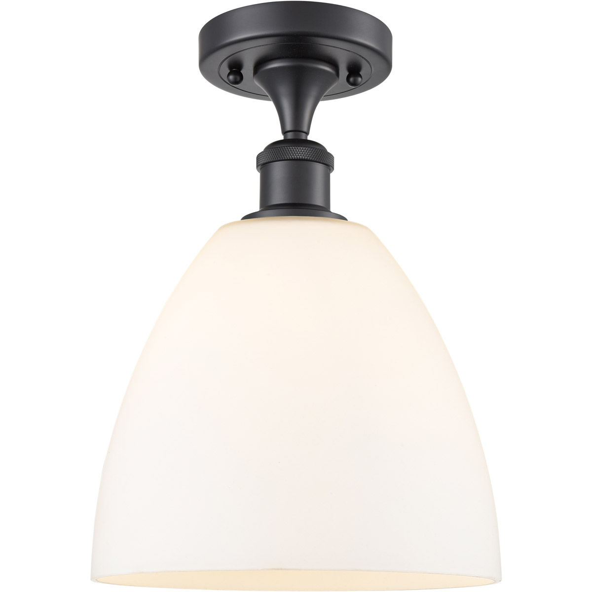 Innovations Lighting 516-1C-BK-GBD-91 Ballston Dome 1 Light 9 inch Matte Black Semi-Flush Mount Ceiling Light in Matte White Glass