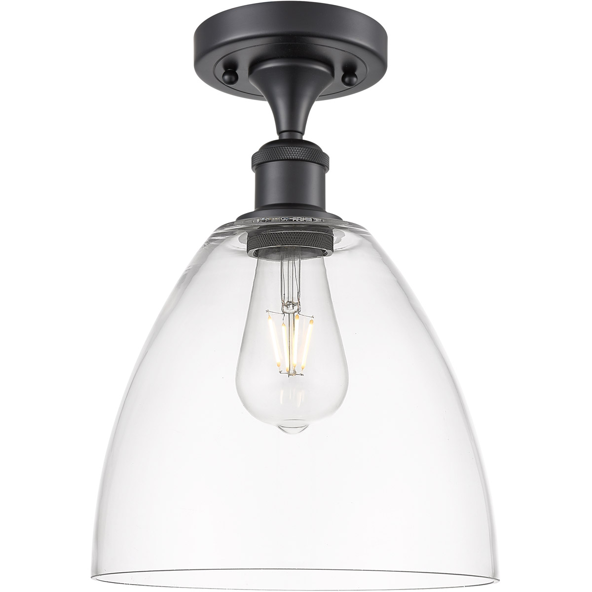 Innovations Lighting 516-1C-BK-GBD-92 Ballston Dome 1 Light 9 inch Matte Black Semi-Flush Mount Ceiling Light in Clear Glass