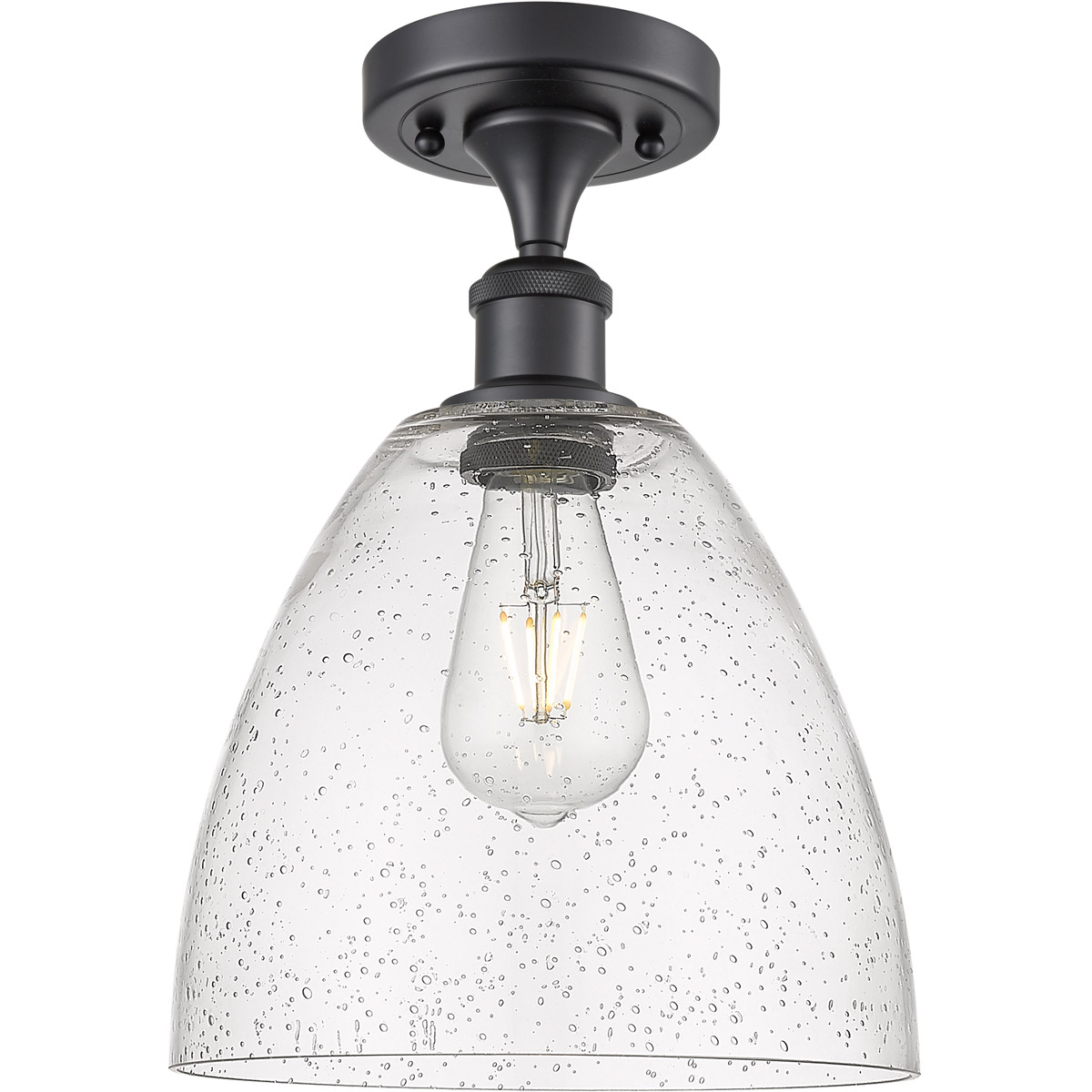 Innovations Lighting 516-1C-BK-GBD-94 Ballston Dome 1 Light 9 inch Matte Black Semi-Flush Mount Ceiling Light in Seedy Glass