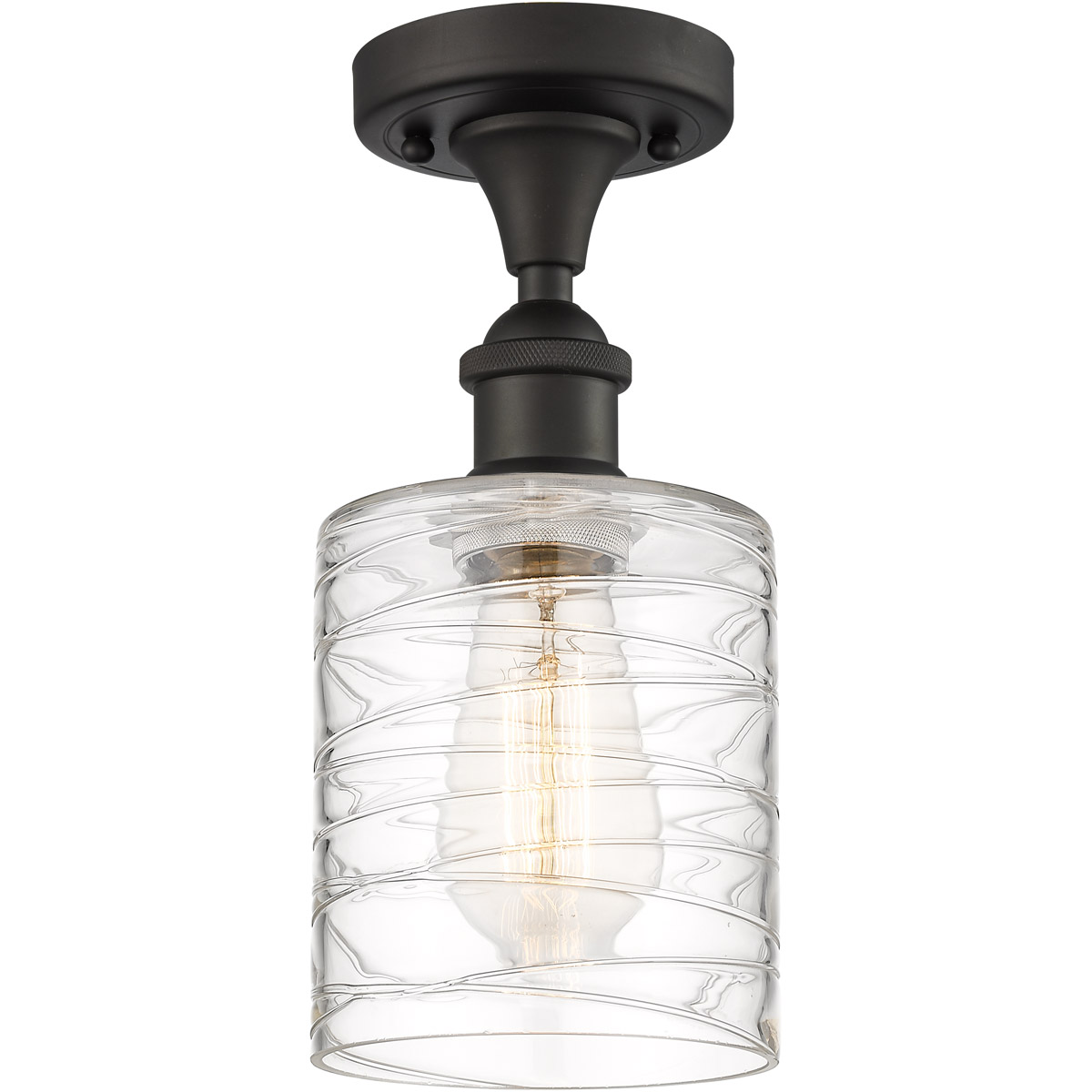 Innovations Lighting Bruno Marashlian Cobbleskill 5 Inch 1 Light LED Semi Flush Mount Cobbleskill - 516-1C-OB-G1113 - Restoration-Vintage