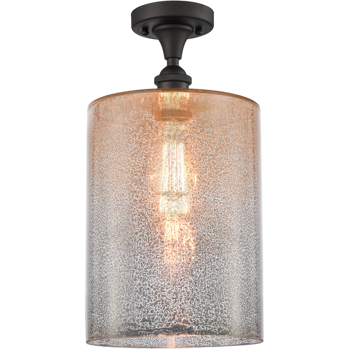 Innovations Lighting 516-1C-OB-G116-L Ballston Large Cobbleskill 1 Light 9 inch Oil Rubbed Bronze Semi-Flush Mount Ceiling Light in Mercury Glass, Bal