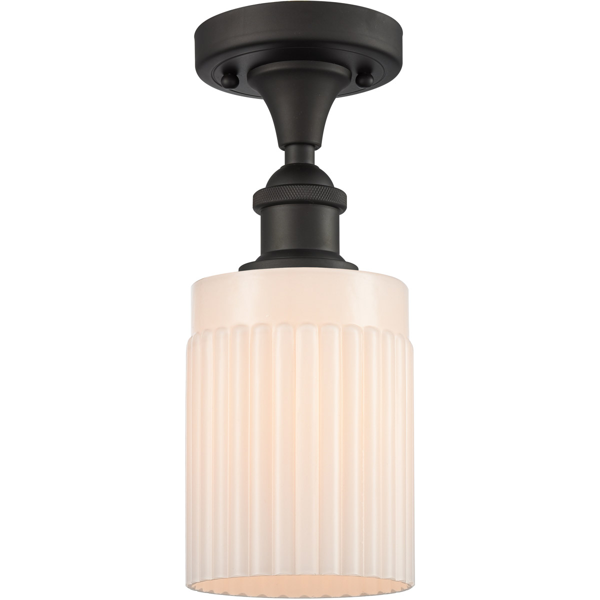 Innovations Lighting 516-1C-OB-G341-LED Ballston Hadley LED 4.5 inch Oil Rubbed Bronze Semi-Flush Mount Ceiling Light in Matte White Glass, Ballston