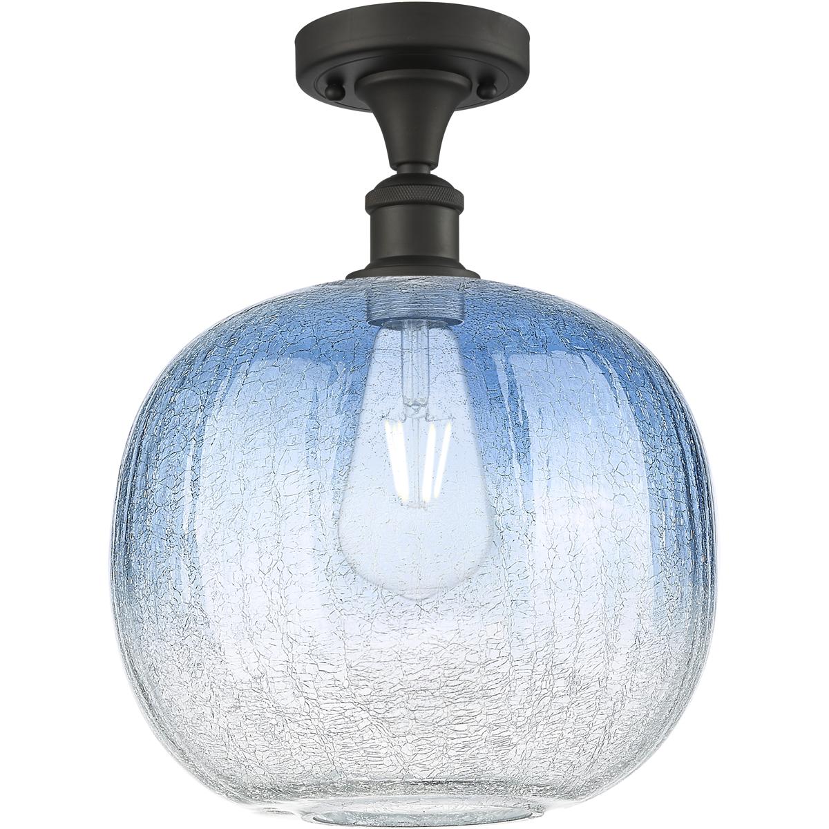 Innovations Lighting 516-1C-OB-G481-10SB Ballston Brookhaven Sphere 1 Light 10.5 inch Oil Rubbed Bronze Semi-Flush Mount Ceiling Light in Sapphire Blu