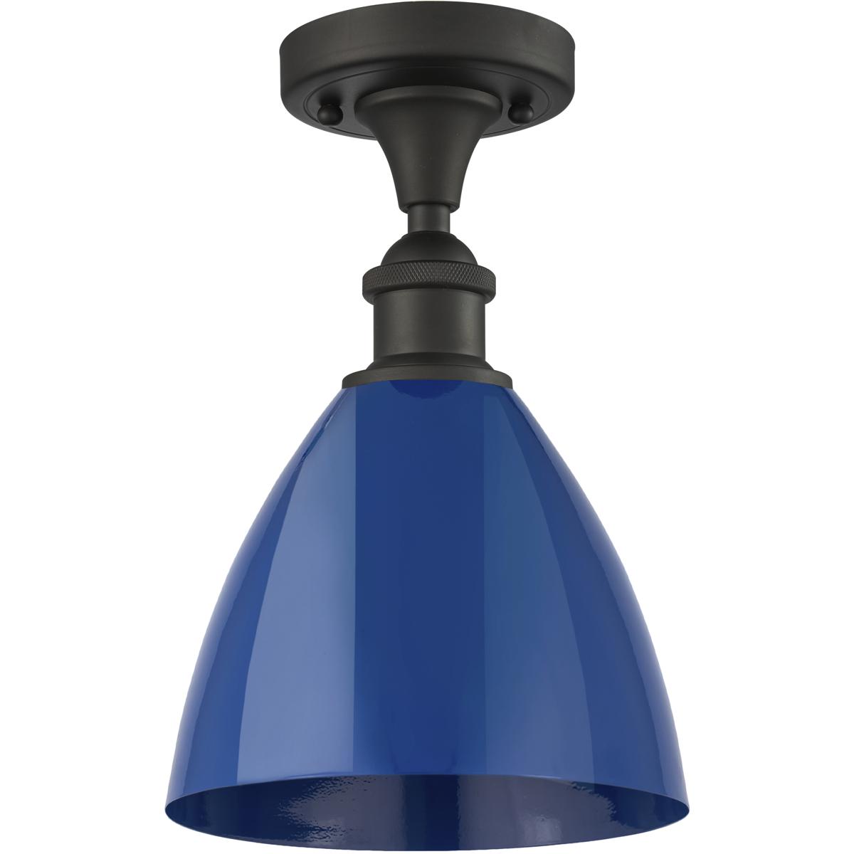 Innovations Lighting 516-1C-OB-MBD-75-BL-LED Ballston Plymouth Dome LED 7.5 inch Oil Rubbed Bronze Semi-Flush Mount Ceiling Light in Matte Blue