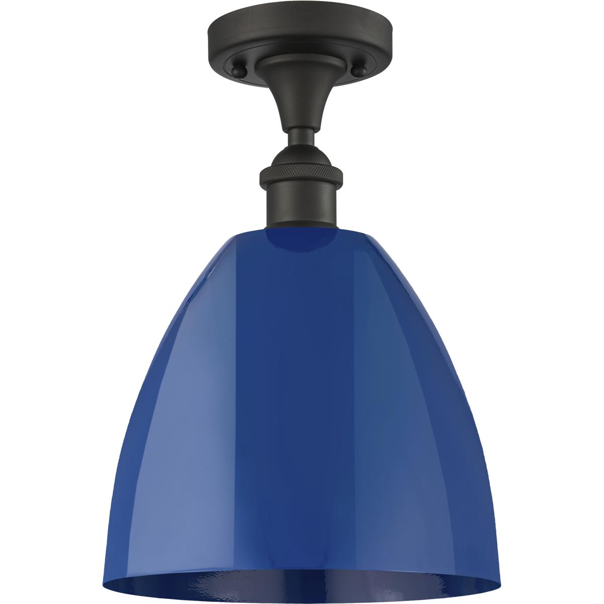 Innovations Lighting 516-1C-OB-MBD-9-BL-LED Ballston Plymouth Dome LED 9 inch Oil Rubbed Bronze Semi-Flush Mount Ceiling Light in Matte Blue