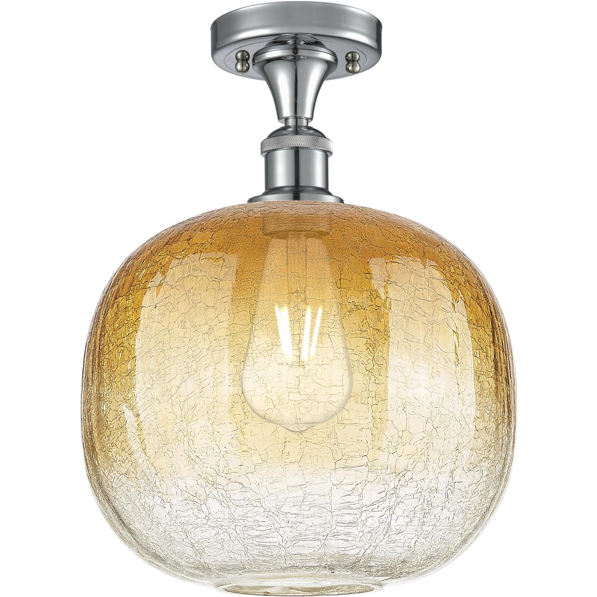 Innovations Lighting 516-1C-PC-G481-10AM Ballston Brookhaven Sphere 1 Light 10.5 inch Polished Chrome Semi-Flush Mount Ceiling Light in Amber Glass