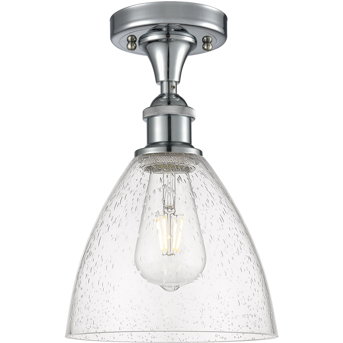 Innovations Lighting 516-1C-PC-GBD-754 Ballston Dome 1 Light 8 inch Polished Chrome Semi-Flush Mount Ceiling Light in Seedy Glass
