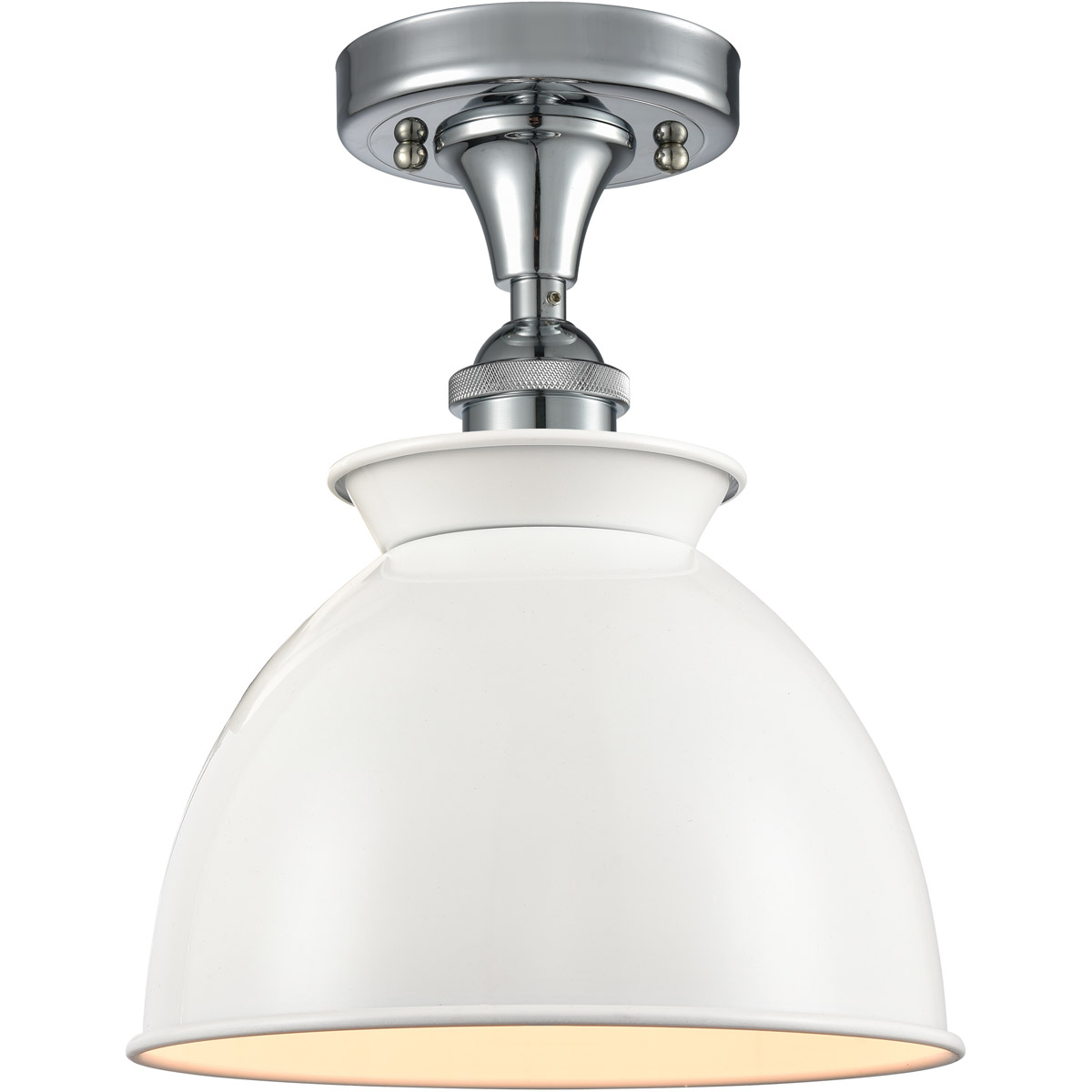 Innovations Lighting 516-1C-PC-M14-W Ballston Adirondack 1 Light 9 inch Polished Chrome Semi-Flush Mount Ceiling Light in Incandescent, Glossy White,