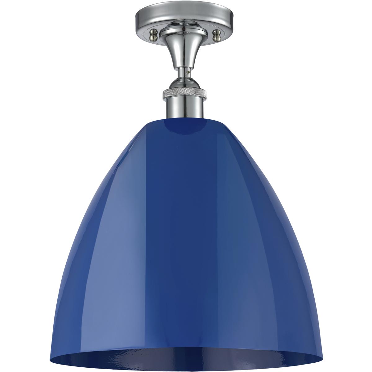 Innovations Lighting 516-1C-PC-MBD-12-BL-LED Ballston Plymouth Dome LED 12 inch Polished Chrome Semi-Flush Mount Ceiling Light in Matte Blue