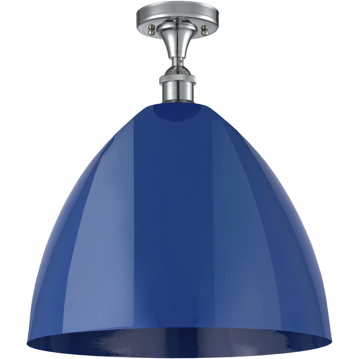 Innovations Lighting 516-1C-PC-MBD-16-BL-LED Ballston Plymouth Dome LED 16 inch Polished Chrome Semi-Flush Mount Ceiling Light in Matte Blue