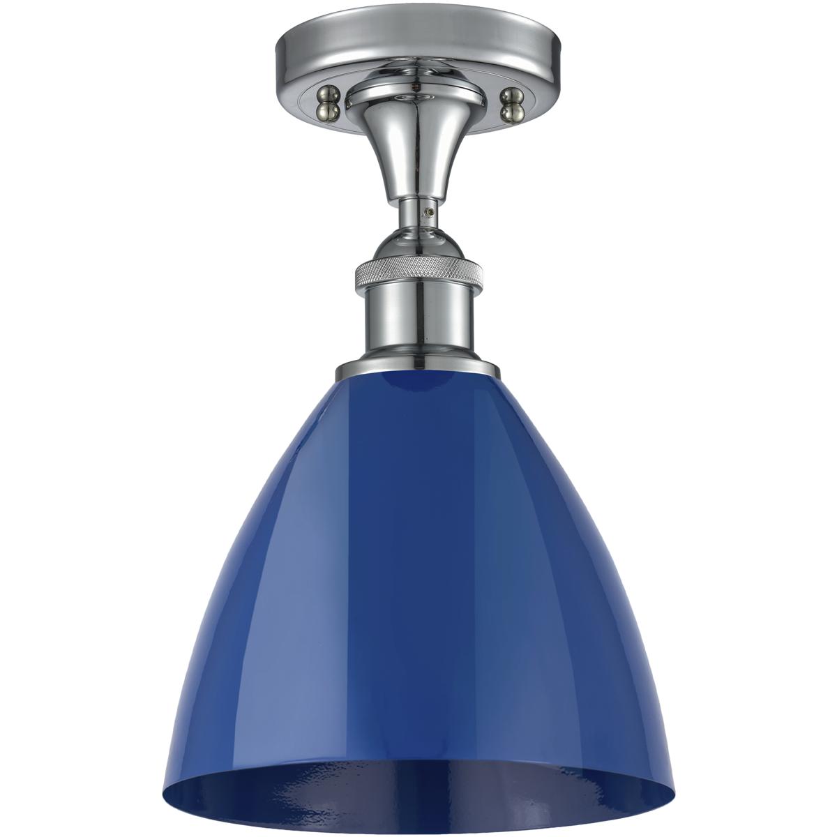 Innovations Lighting 516-1C-PC-MBD-75-BL-LED Ballston Plymouth Dome LED 7.5 inch Polished Chrome Semi-Flush Mount Ceiling Light in Matte Blue