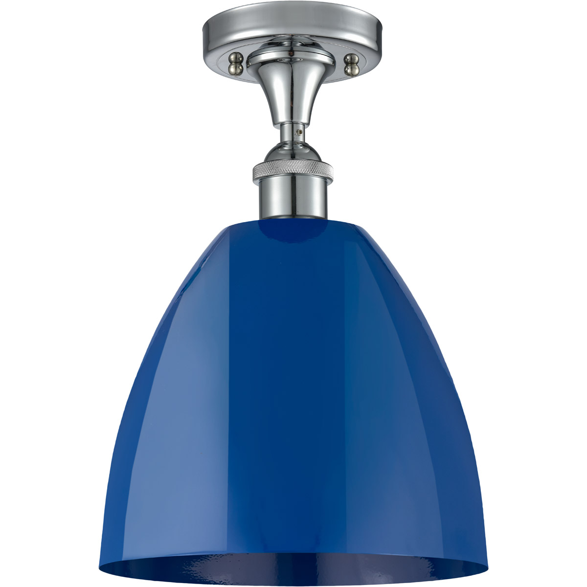 Innovations Lighting 516-1C-PC-MBD-9-BL-LED Ballston Plymouth Dome LED 9 inch Polished Chrome Semi-Flush Mount Ceiling Light in Matte Blue