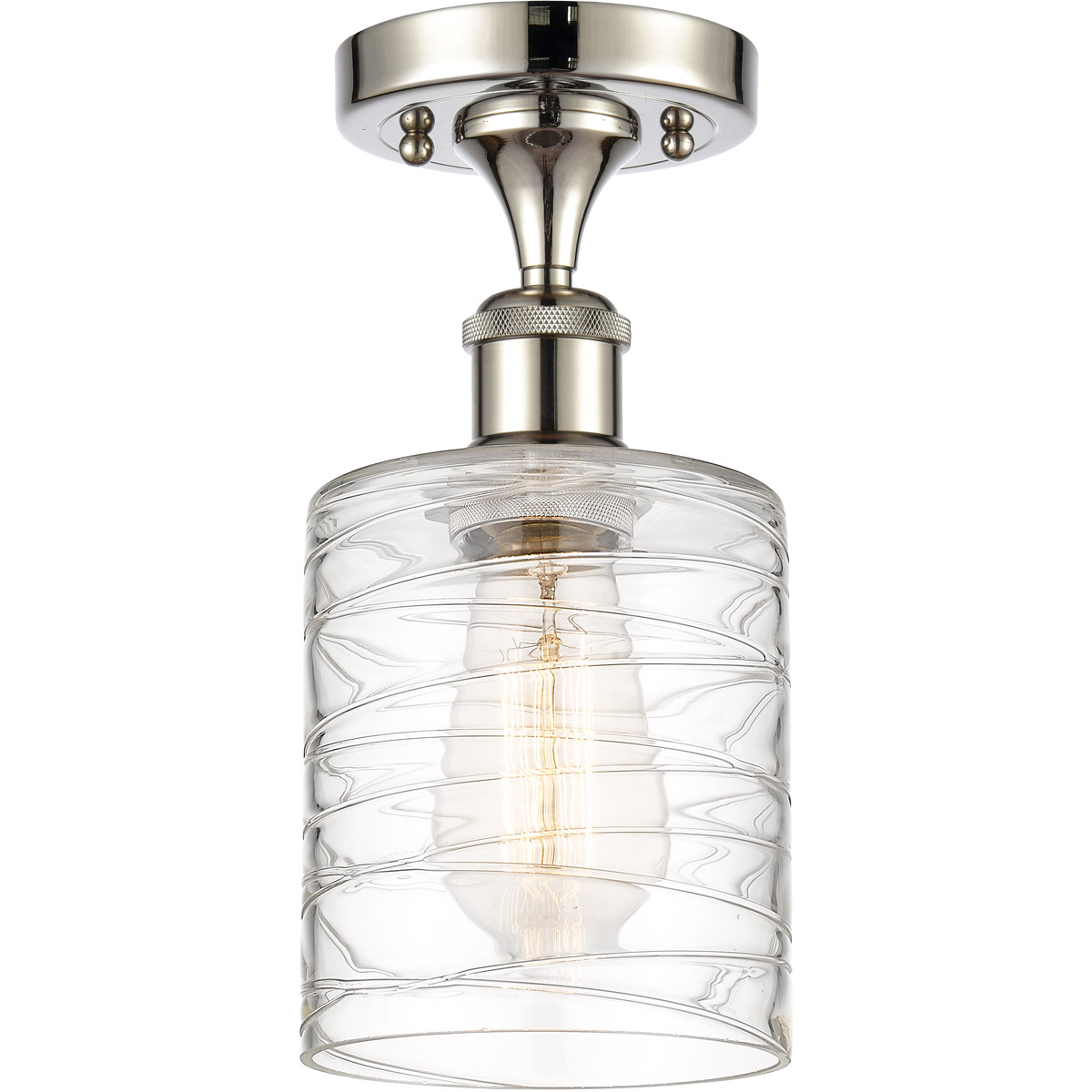 Innovations Lighting Bruno Marashlian Cobbleskill 5 Inch 1 Light LED Semi Flush Mount Cobbleskill - 516-1C-PN-G1113 - Restoration-Vintage