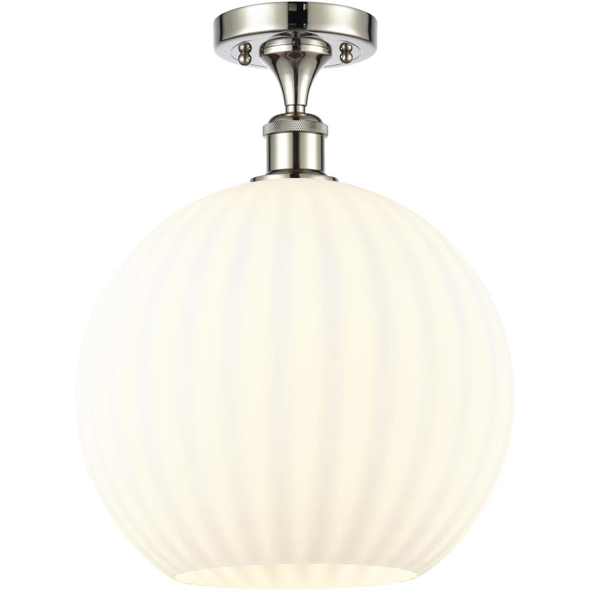 Innovations Lighting 516-1C-PN-G1217-12WV Ballston White Venetian 1 Light 12 inch Polished Nickel Semi-Flush Mount Ceiling Light