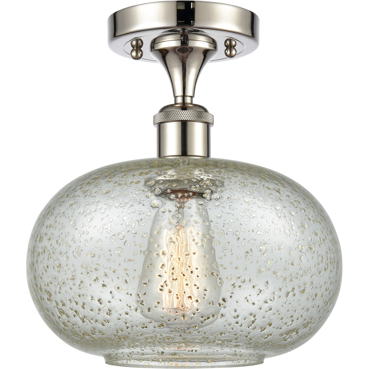Innovations Lighting 516-1C-PN-G249-LED Ballston Gorham LED 9.5 inch Polished Nickel Semi-Flush Mount Ceiling Light in Mica Glass, Ballston