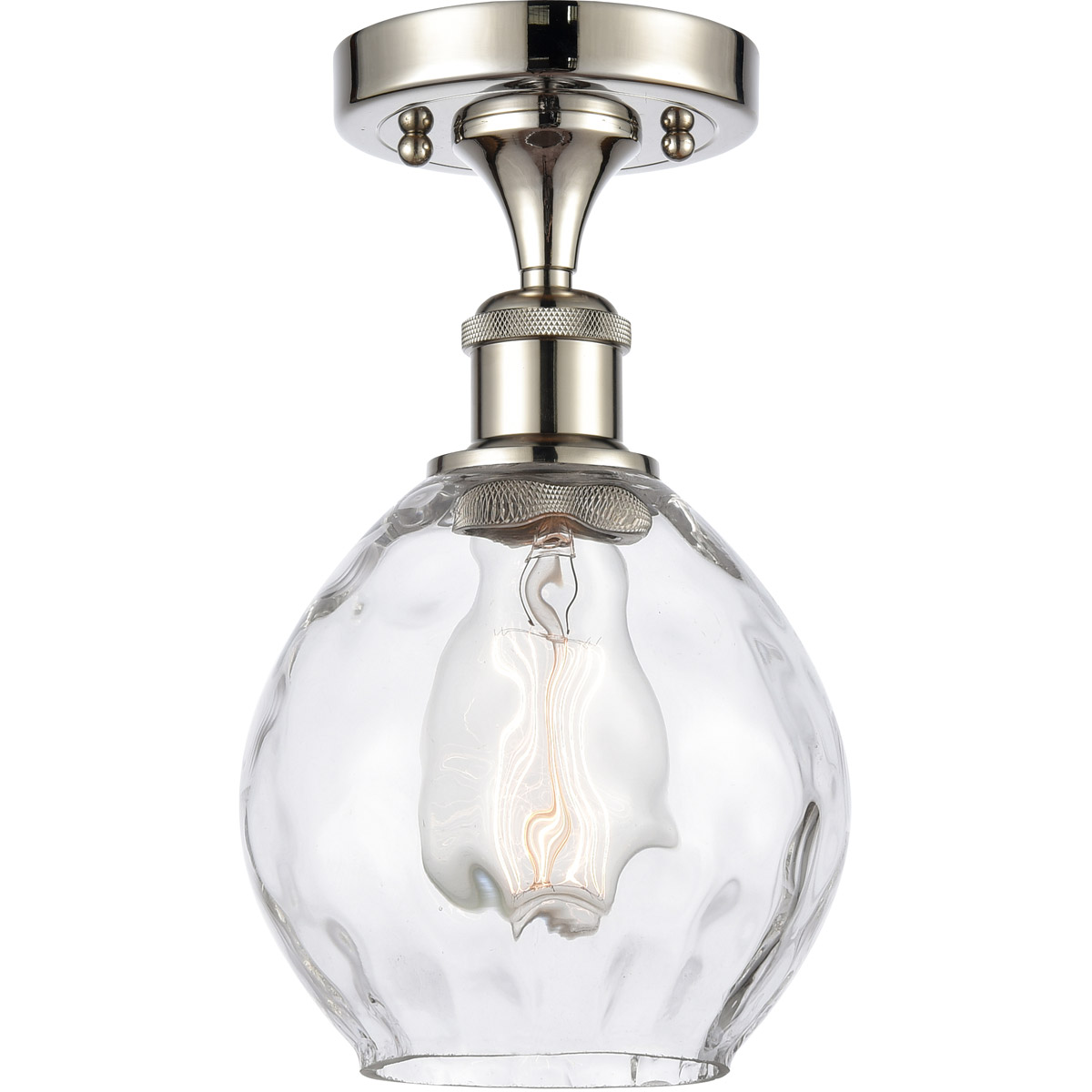 Innovations Lighting 516-1C-PN-G362-LED Ballston Small Waverly LED 6 inch Polished Nickel Semi-Flush Mount Ceiling Light, Ballston