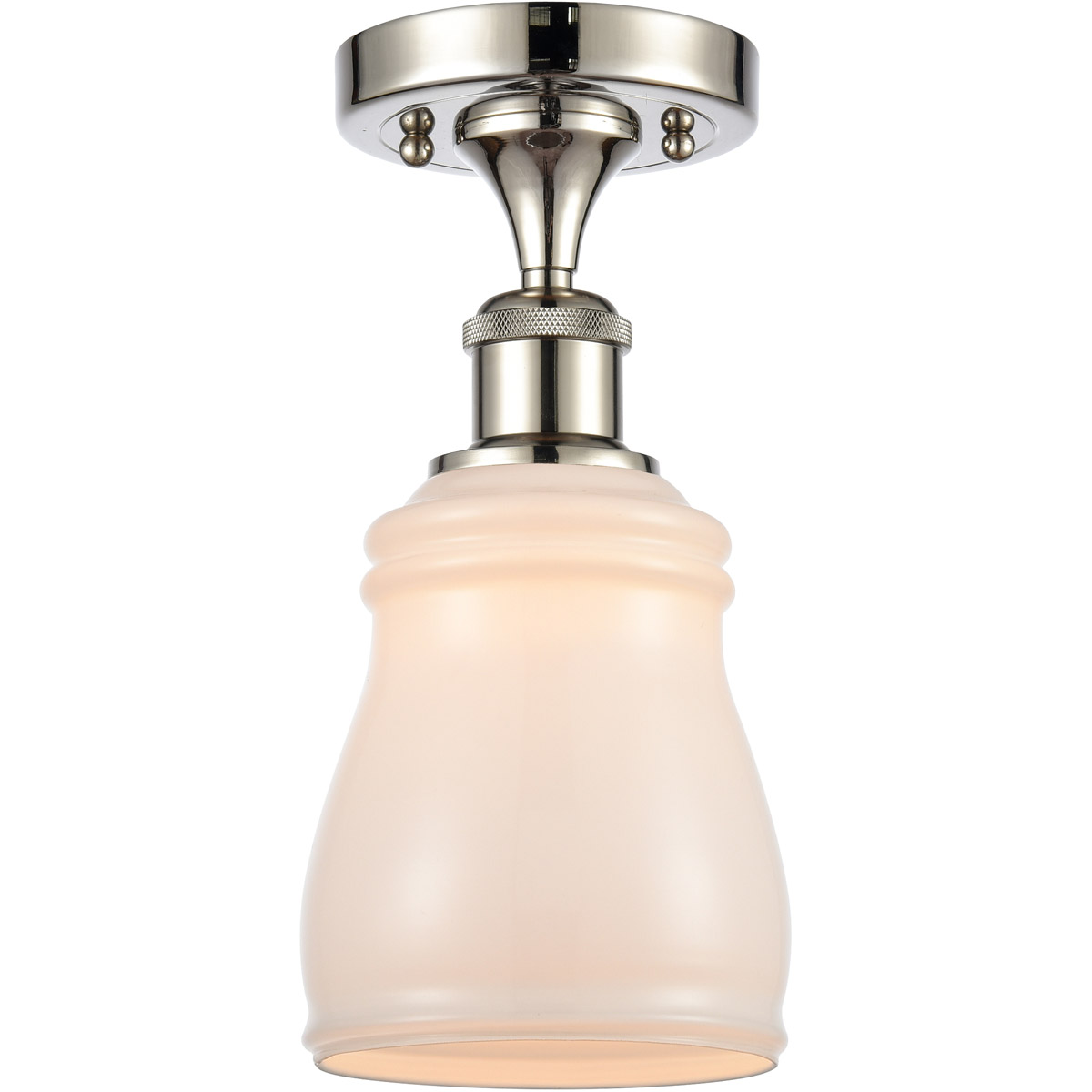 Innovations Lighting 516-1C-PN-G391-LED Ballston Ellery LED 5 inch Polished Nickel Semi-Flush Mount Ceiling Light in White Glass, Ballston