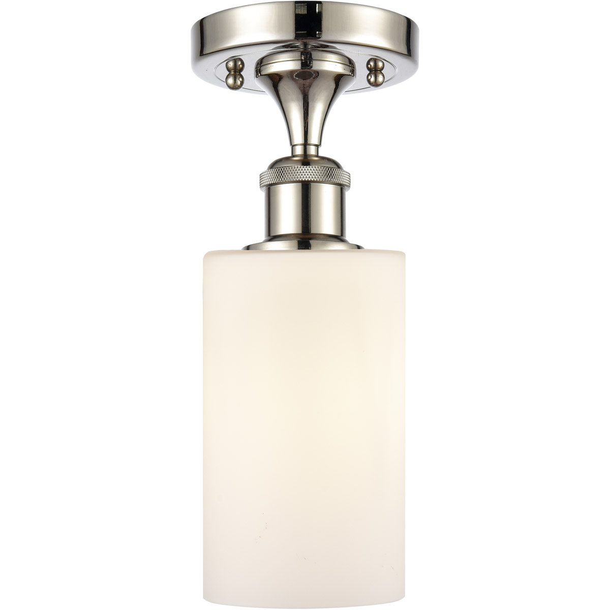 Innovations Lighting 516-1C-PN-G801 Ballston Clymer 1 Light 4 inch Polished Nickel Semi-Flush Mount Ceiling Light in Matte White Glass, Ballston